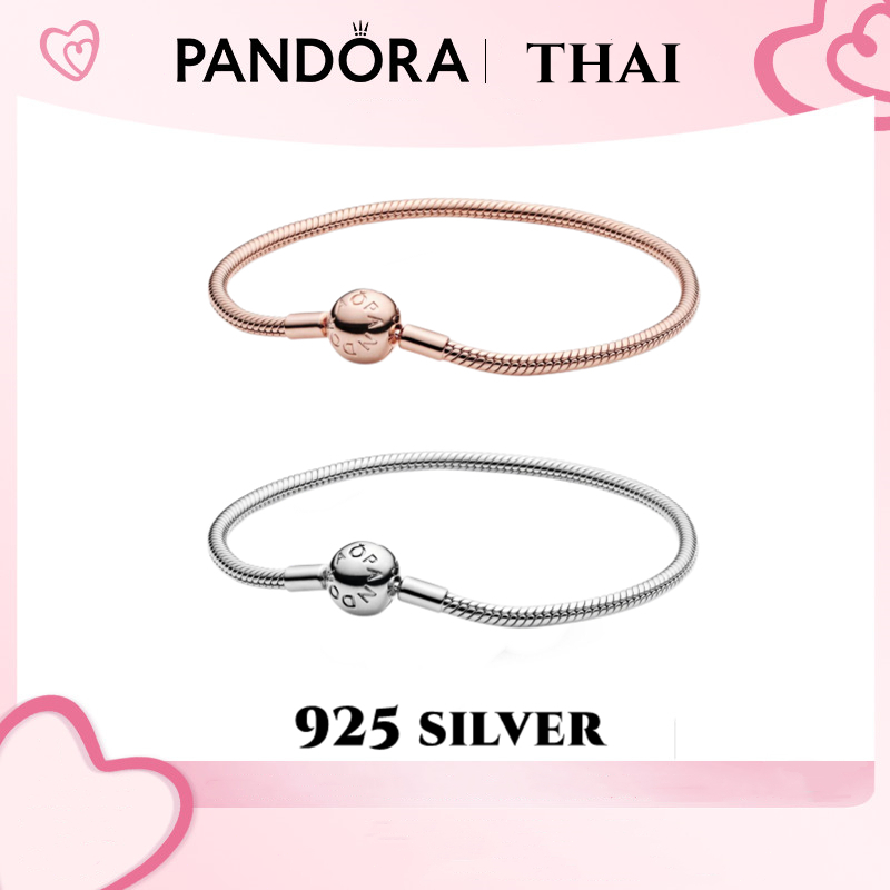 [ส่งจากกรุงเทพ]Pandora แท้ เงิน925 สร้อยข้อมือ กำไล Moments Snake Bracelet Available with pendants and clips