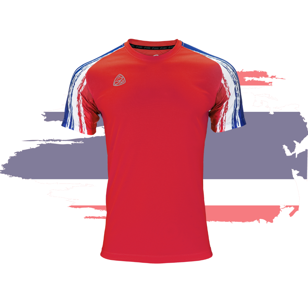 EGO SPORT เสื้อกีฬา EG1018 สีแดง ลายธงชาติ