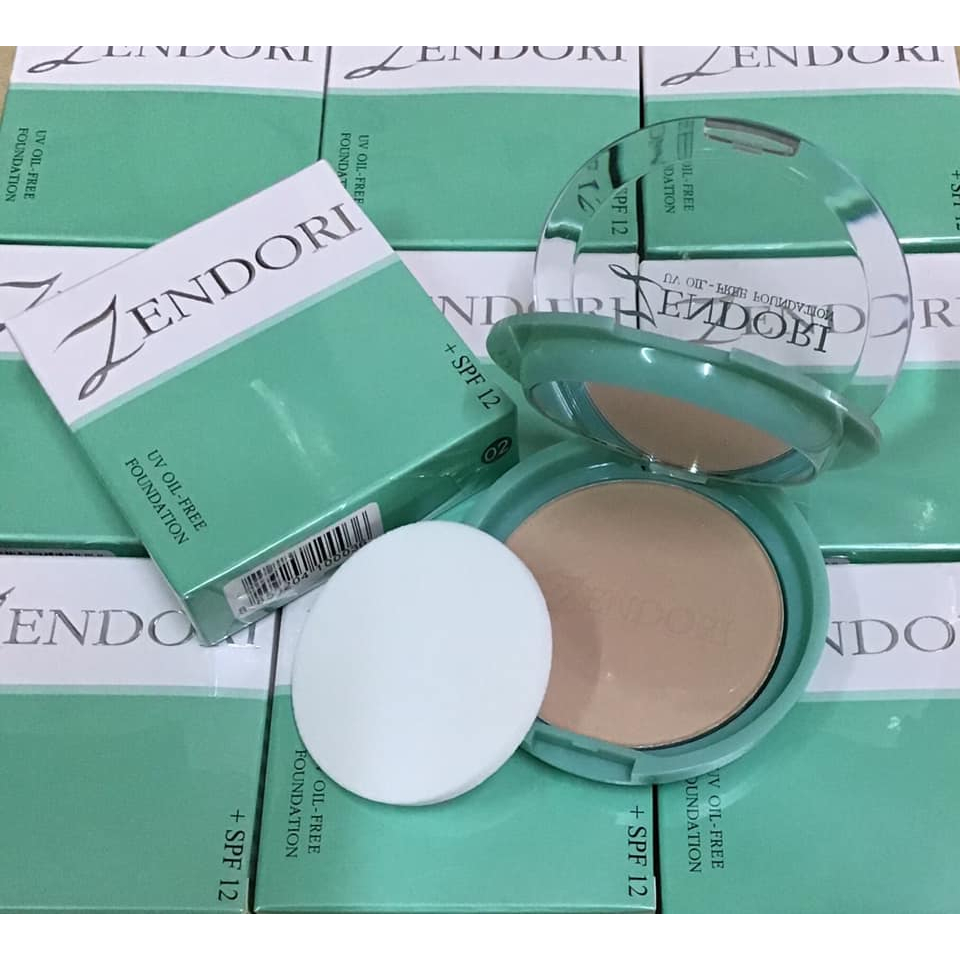 แป้งพัฟผสมรองพื้น Zendori UV Oil Free Foundation SPF12 (ไม่มีกล่อง) แป้งเชนโดริ สูตรคุมมัน ปกปิด กันแดด กันน้ำ กันเหงื่อ