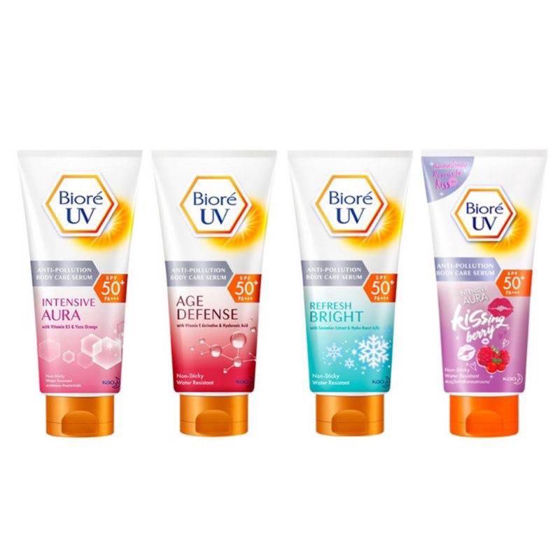 บิโอเร ยูวี บอดี้แคร์เซรั่ม  ครีมกันแดดทาตัว  Biore UV Anti-Pollution Body Care Serum SPF50+ PA+++
