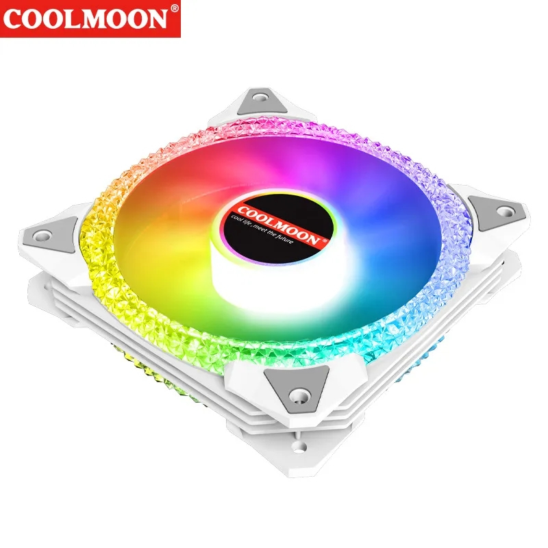 พัดลมเคส Coolmoon Magic Diamond AS2 ARGB 3pin 5V, 4pin PWM 120mm. 1800RPM