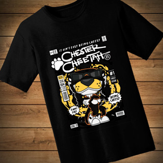 #033 เสื้อยืดลายการ์ตูน CHESTER CHEETAH เสื้อยืดสีดำ เสื้อใส่เล่น เสื้อยืด เสื้อคอกลม ใส่สบาย เสื้อสกรีน เสื้อสั่งทำ