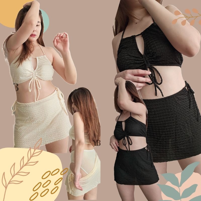 YOURS.BIKINI​ #BK1577​ ชุดว่ายน้ำ​ บิกินี่ ชุดว่ายน้ำเซตชุด​3ชิ้นพร้อมกระโปรง​