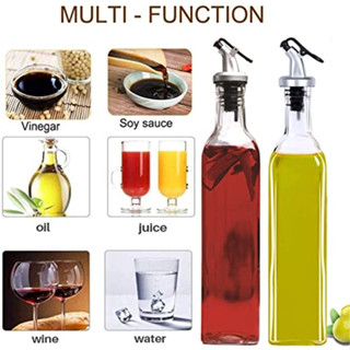ขวดน้ำมัน 2ใบพร้อมจุกเท Olive Bottle Glass Kitchen Set ใส่น้ำมันมะกอก น้ำมันมะพร้าว -มีพร้อมส่ง-