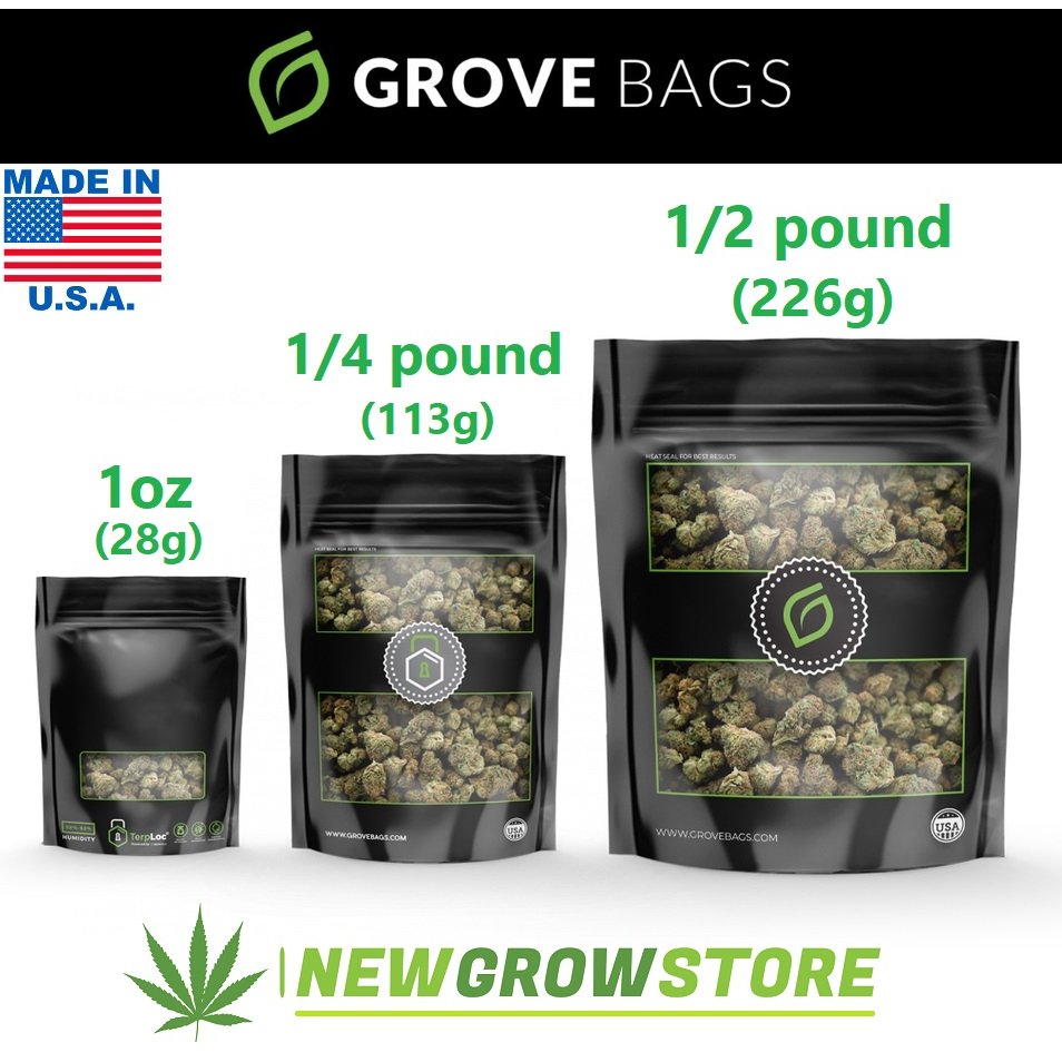 [ชุด 3/5/10 ชิ้น] ถุงบ่ม Grove Bags ถุงบ่มสมุนไพร ขนาด 1/2 oz ounce 1/4 pound 1/2 pound Made in the 