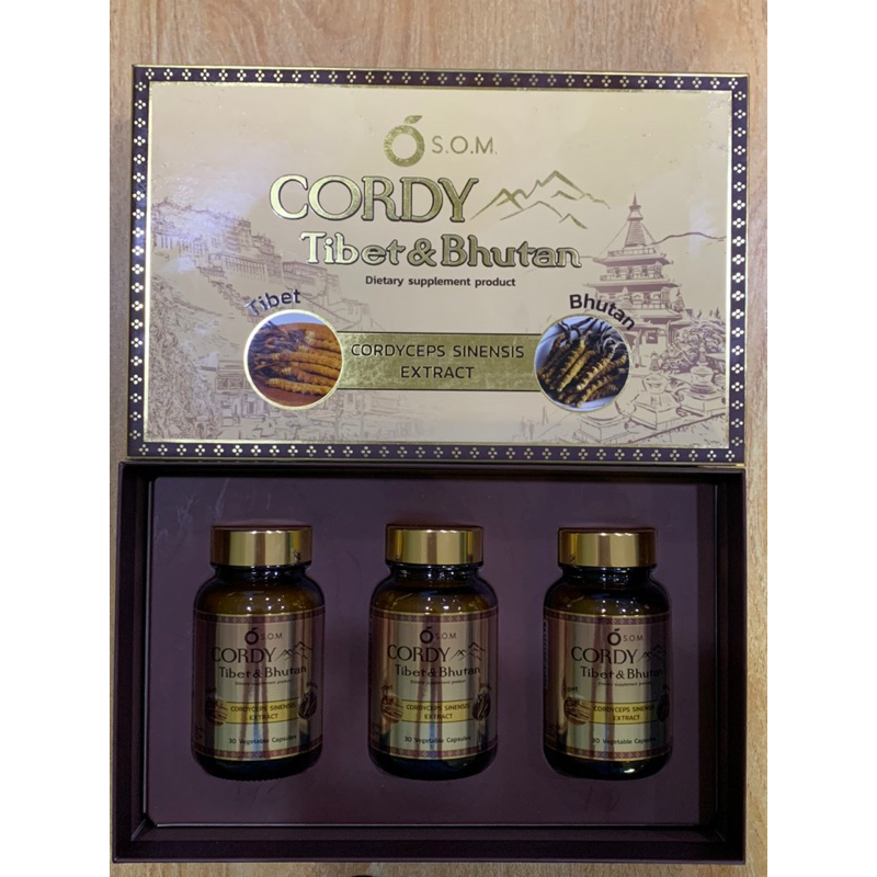 (3 ขวด) S.O.M. CORDY Tibet & Bhutan เอส.โอ.เอ็ม. คอร์ดี้ 30 แคปซูล exp 1/2024