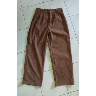 กางเกงลูกฟูกนิ่มจีบหน้าทรงกระบอกใหญ่ size l
