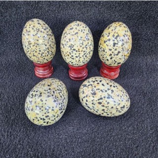 หินทรงไข่หินดัลเมเชี่ยนแจสเปอร์ หินไข่นกกะทา หินดัลเมเชี่ยนแจสเปอร์(Dalmatian jasper)ก้อนละ350 สูง 4.8 ซม.กว้าง 3.5 ซม.