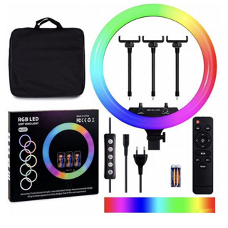 ชุดไฟไลฟ์สด RGB LED SOFT RING LIGHT รุ่นMJ14 / MJ18 ชุดไฟปรับเปลี่ยนสีได้ ขนาด32ซม+45ซม.พร้อมขาตั้งสูง 2.1 เมตร