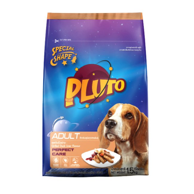 PLUTO อาหารสุนัขชนิดเม็ดสำหรับสุนัขพันธุ์ใหญ่ พลูโต รสตับเป็ดย่าง