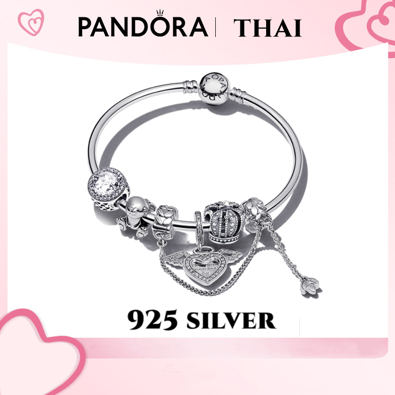 [ส่งจากกรุงเทพ]Pandora เงิน925 สร้อยข้อมือ กำไล  ลูกปัดอัญมณี สร้อยข้อมือคู่  cute pet angel crown bracelet ของแท้ 100%