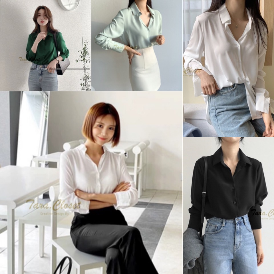 IT022 S อก 34" TARA Shirt เสื้อเชิ้ต คอปก แขนยาว รุ่นยอดฮิต ทรงคลาสสิค ผ้าไหมอิตาลีอย่างดี ไม่หนามาก ใส่สบาย