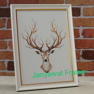 กรอบรูปใส่ใบประกาศ ตกแต่งบ้าน ขนาด A4 (21*29.7 ซม ) , 6x8 นิ้ว, 8x10 นิ้ว, 8x12 นิ้ว,10x12 นิ้ว+กระจก+ขาตั้ง+หูแวนผนัง