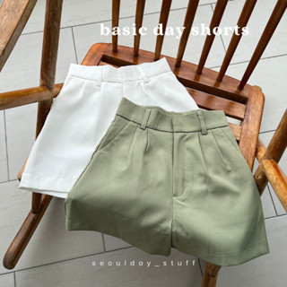 seoulday_stuff◆(BDS019) Basic Day Shorts กางเกงขาสั้นผู้หญิง กางเกงขาสั้นเอวสูง ทรงสวย พราง ขาเรียว กางเกงSs