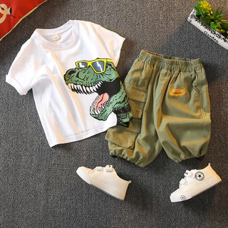 เสื้อผ้าเด็ก ชุดเด็กแฟชั่น ชุดแขนสั้น set 2 ชิ้น สไตล์เกาหลี เนื้อผ้าดี size(8เดือน -6ปี) PFS0051