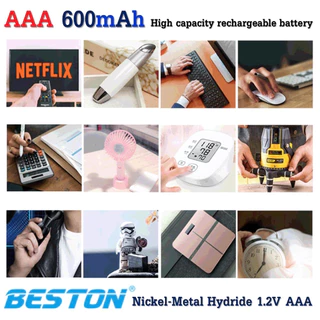 ถ่านชาร์จ AAA BESTON 600mAh 1.2V Ni-MH จำนวน 4 ก้อน ฟรีกล่องใส่ถ่าน คุณภาพสูง ราคาถูก