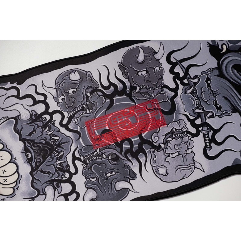 Floppy Fat Tiger Deskmat - demONI B&W - แผ่นรองเม้าส์ แผ่นปูโต๊ะ ขนาด 80x40