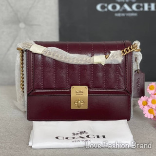 👑ผ่อน0%~แท้100%👑89066 กระเป๋าสะพาย Coach Hutton Shoulder Bag With Quilting