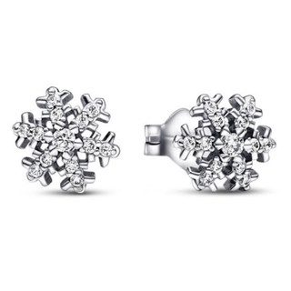 (พร้อมส่ง) Silver Pandora Earrings Snowflake ต่างหูเกล็ดหิมะ ของเเท้100%