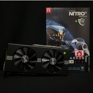 การ์ดจอ VGA SAPPHIRE NITRO RX 570 8GB GDDR5 พัดลมดัง สินค้ามือสอง มีกล่อง มีประร้าน14วัน มีผลเทสก่อนส่ง