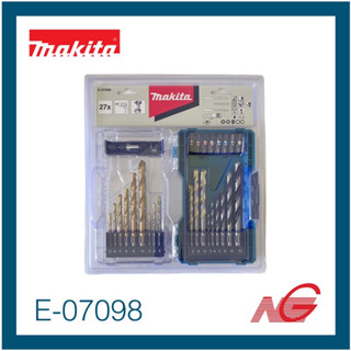 MAKITA ชุดดอกสว่าน (เจาะเหล็ก+ปูน+ไม้) + ดอกไขควง+แกน 27 ชิ้นชุด รหัสสินค้า E-07098