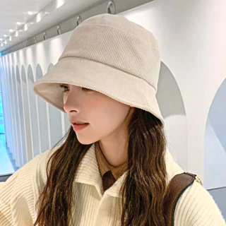 [W0031] หมวกบักเก็ต กำมะหยี่ลูกฟูก พับได้ กันแดด สีพื้น มินิมอล bucket Ins ปรับขนาดได้ หมวกแฟชั่น