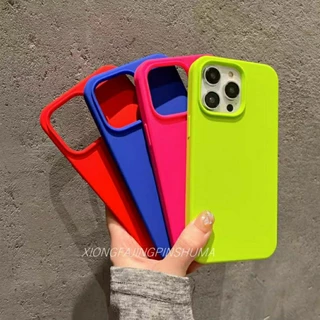 Supercase | I7P-i17promax เคสซิลิโคน กันเปื้อน บุกำมะหยี่ Silicone Cover Case Neon Pink Green