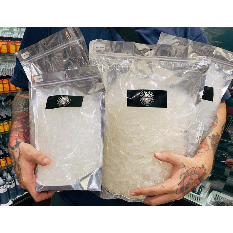 จุกใส่หมึกสัก มีฐาน แพค ใหญ่สุดคุ้ม ชิ้น S M L XL แพ็คคุ้ม