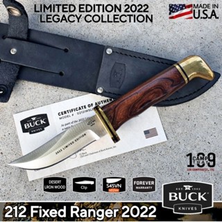 มีด Buck แท้ รุ่น 212 Fixed Ranger limited Edition 2022 Legacy Collection S45VN Satin Ironwood Handle Fixed Blade