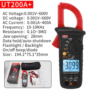 แท้ ส่งจากไทย UNI-T UT200A+ ดิจิตอล AC DC แรงดัน Clamp มัลติมิเตอร์ RMS 400A อัตโนมัติช่วงโวลต์มิเตอร์ทดสอบความต้