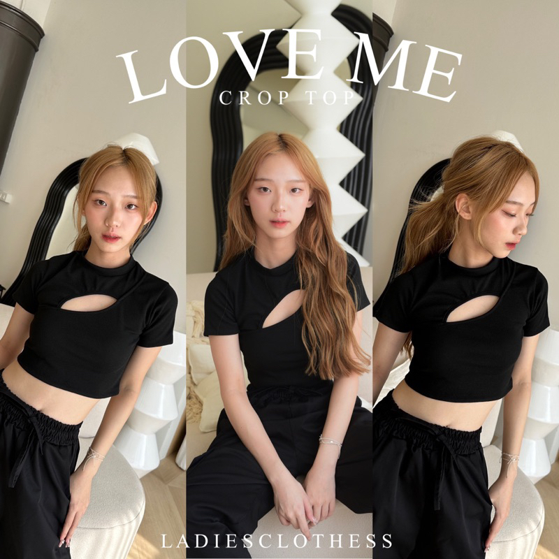 LADIESCLOTHESS #LC122 LOVE ME เสื้อครอป เสื้อยืด เสื้อเอวลอย
