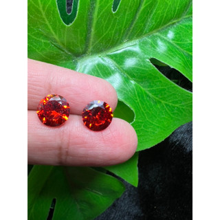 CZ Synthetic Orange Diamond Round 6mm,7mm,8mm,9mm,10mm- 2pcs.