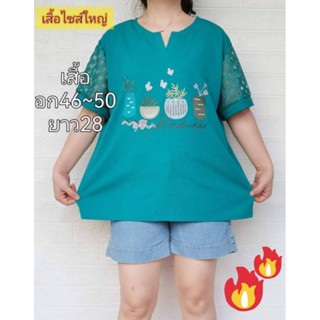 🌻เสื้อสาวอวบอ้วนเจ้าเนื้อใส่ใด้ถึง120โล แนะนำ 80-120โลใส่ได้จ้าเสื้อสาวอวบฟรีไชค์ อก50 "ยาว 29"ใส่ได้อก 46-50งานสวย