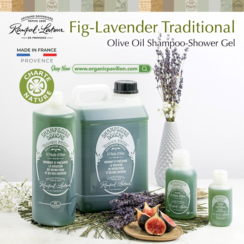 Rampal Latour Savon de Marseille รอมปาล ลาตัวร์ ชาวเวอร์-แชมพู ฟิก ลาเวนเดอร์ Original Shampoo-Shower Gel with Olive Oil