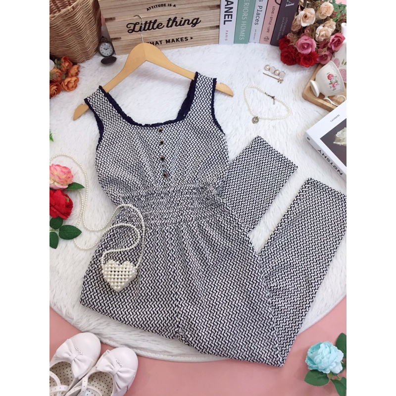 🥀˚⋆₊Lizlisa จั้มสูงกางเกง ผ้าทอ🦋แบรนด์แท้ พร้อมส่ง🎀