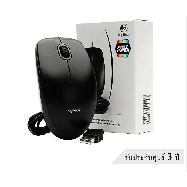 Logitech Optical  Mouse B100 เม้าส์มีสาย USB ของแท้ รับประกัน 3 ปี