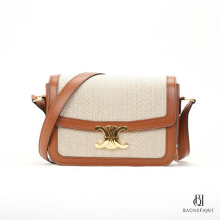CELINE TRIOMPHE MEDIUM WHITE BROWN CANVAS GHW
