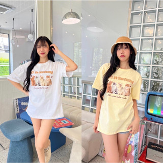 [Lets Go] เสื้อยืดพร้อมส่ง เสื้อครอป เสื้อยืดโอเวอร์ไซต์  (Honey Mood) ลายใหม่มากแรงง มาแย้วว 💖 เนื้อผ้า cotton 1OO%