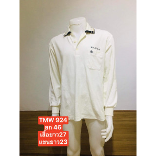 TMW924 เสื้อโปโล ผู้ชาย แขนยาว สีพื้น ผ้านุ่มทรงหลวม  พร้อมส่ง