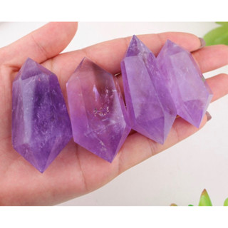 1 Pc Natural Amethyst Quartz Doubled Terminated Point,Quartz Crystal Tower,Amethyst Obelisk,Crystal Wand,Healing