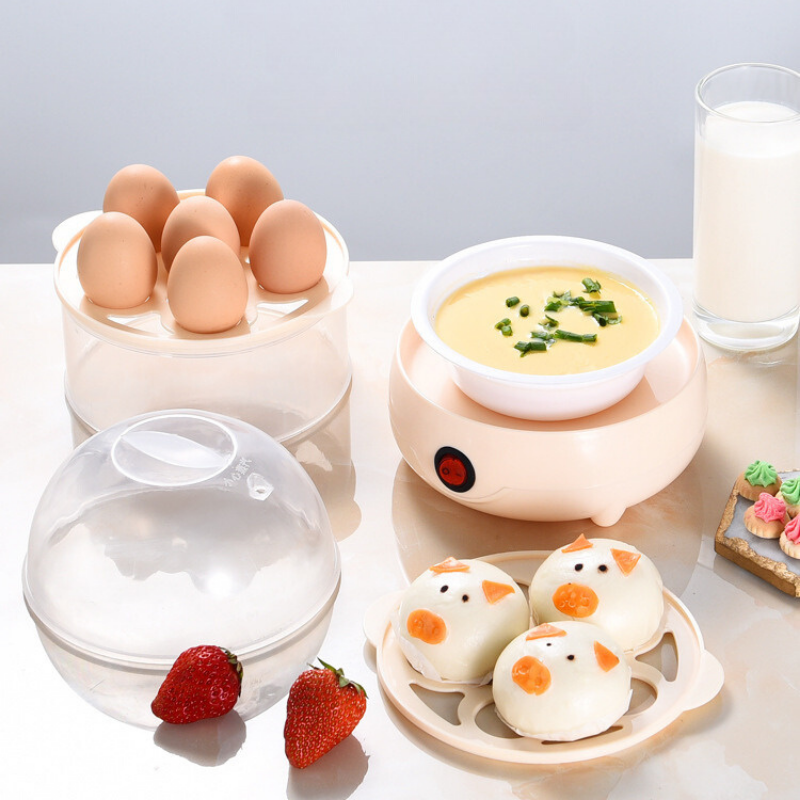 เครื่องต้มไข่อเนกประสงค์ 2 ชั้น แบบ 2 in 1 เครื่องนึ่งไฟฟ้า สามารถอุ่น ต้ม นึ่ง ได้ สินค้าพร้อมส่ง - รูปที่ 4