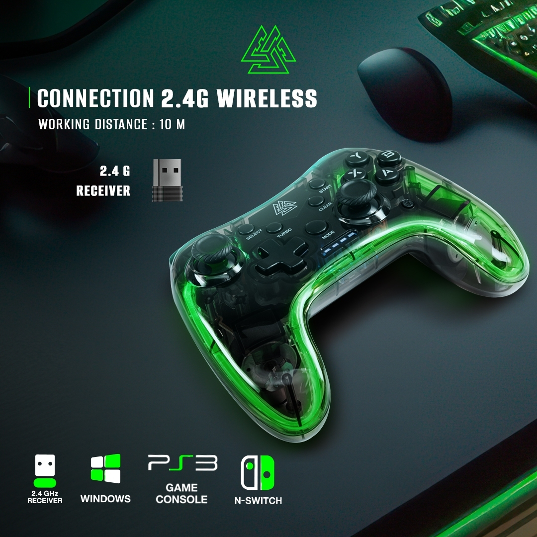 [สินค้ารับประกัน 1 ปี] EGA จอยเกมมิ่ง TYPE J2  Wireless 2.4G ไฟ RGB 10 สี สามารถปิดไฟได้