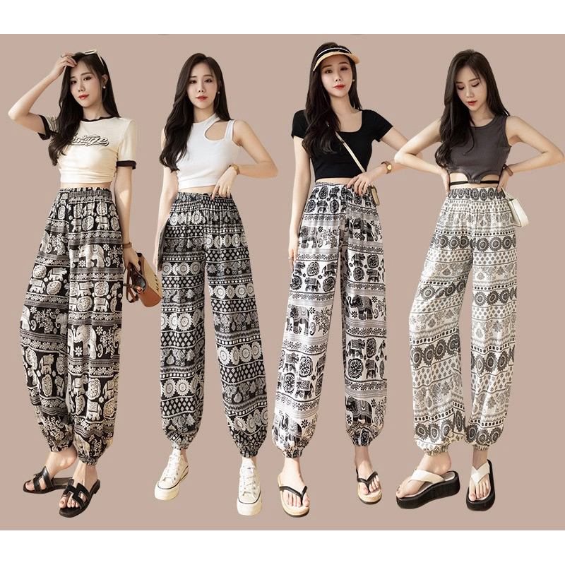 กางเกงช้างไทย ผ้าหนา 🐘ฟรีไซส์ ( สินค้าพร้อมส่งจากไทย)ขาจั๊ม ผ้าสปัน ใส่สบาย