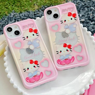 🎁ส่งของขวัญ🎁เคสไอโฟน สำหรับ 11 14 for iPhone Case 13 12 Pro Max น่ารัก ตลก สีชมพู แมวแมว กันกระแทก เคสนิ่ม เคสโทรศัพท์