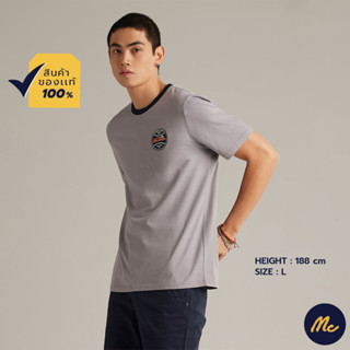 Mc JEANS เสื้อยืดแขนสั้นผู้ชาย คอกลม สีเทา MTTZ622