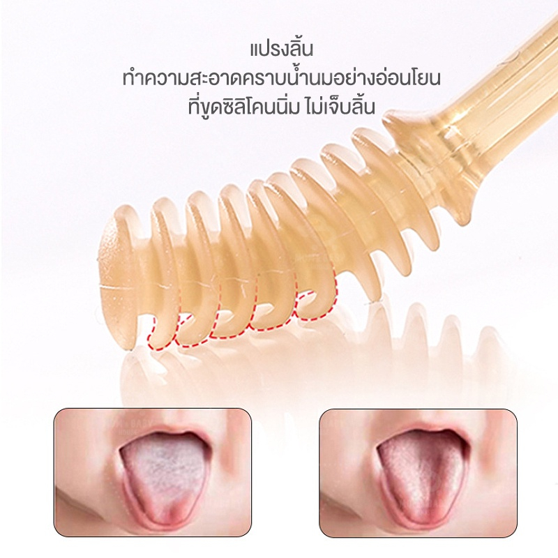 ชุด 2 ชิ้น แปรงลิ้น แปรงลิ้นเด็ก แปรงเหงือกเด็ก ซิลิโคน ทําความสะอาดลิ้น 0-18 เดือน - รูปที่ 3