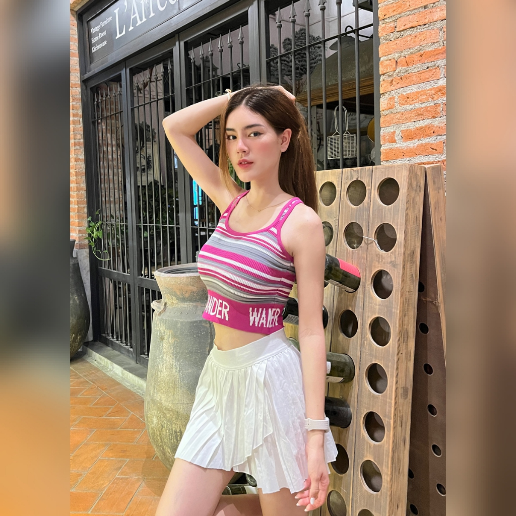 🌈 Spinnyhouse 🌈เสื้อกล้าม ไหมพรม ครอปกล้าม ช่วงปลายจั้มทอลายสตรีท น่ารักมาก แมตช์ได้หลายแบบ ต้องมี! รุ่น ชีสเค้ก - รูปที่ 2