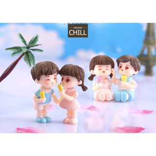 [MC285] ตุ๊กตุ่นจิ๋ว คู่รัก กินไอศครีม 🍨 (1 คู่ ราคา 40 บาท)