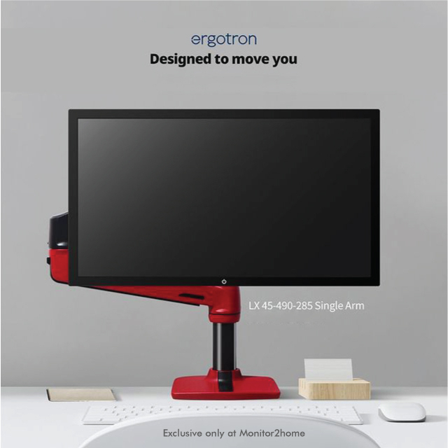 Ergotron 45-490-285 LX Desk Mount Monitor Arm, Adrenaline Rush Red/Red Fits up to 34" (3.2-11.3 kg) - 10 yrs warranty