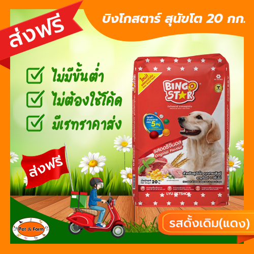 บิงโกสตาร์ Bingo Star รสดั้งเดิม(ขนาด20กก.) สำหรับสุนัขโตทุกสายพันธุ์ [ส่งฟรีไม่ต้องใช้โค้ด!!]